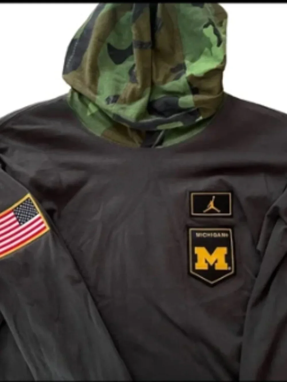 Jordan University of Michigan Military USA Hoodie Long Sleeve Nike Camo SMALL